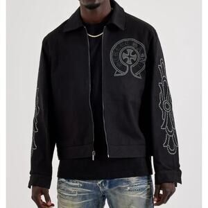 Roku Studio Street Saint Studded Canvas Jacket Men's Size Small Black Full Zip